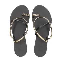 NICOLAS LAINAS Sandalias planas de Mujer 963-T GOLD BLACK