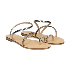 NICOLAS LAINAS Sandalias planas de Mujer 963-T SILVER BEIG