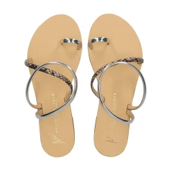 NICOLAS LAINAS Sandalias planas de Mujer 963-T SILVER BEIG