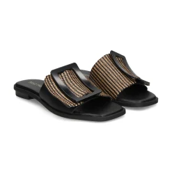 NOA HARMON Sandalias planas de Mujer 009252-0067 NEGRO-CUERO