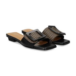 NOA HARMON Sandalias planas de Mujer 008967-0067 NEGRO-CUERO