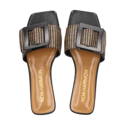NOA HARMON Sandalias planas de Mujer 008967-0067 NEGRO-CUERO