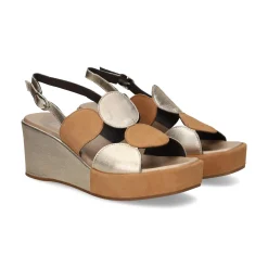 PLUMERS Sandalias cuña de Mujer 3946 PLATINO-CUERO