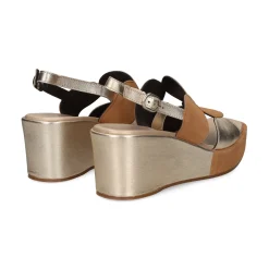 PLUMERS Sandalias cuña de Mujer 3946 PLATINO-CUERO