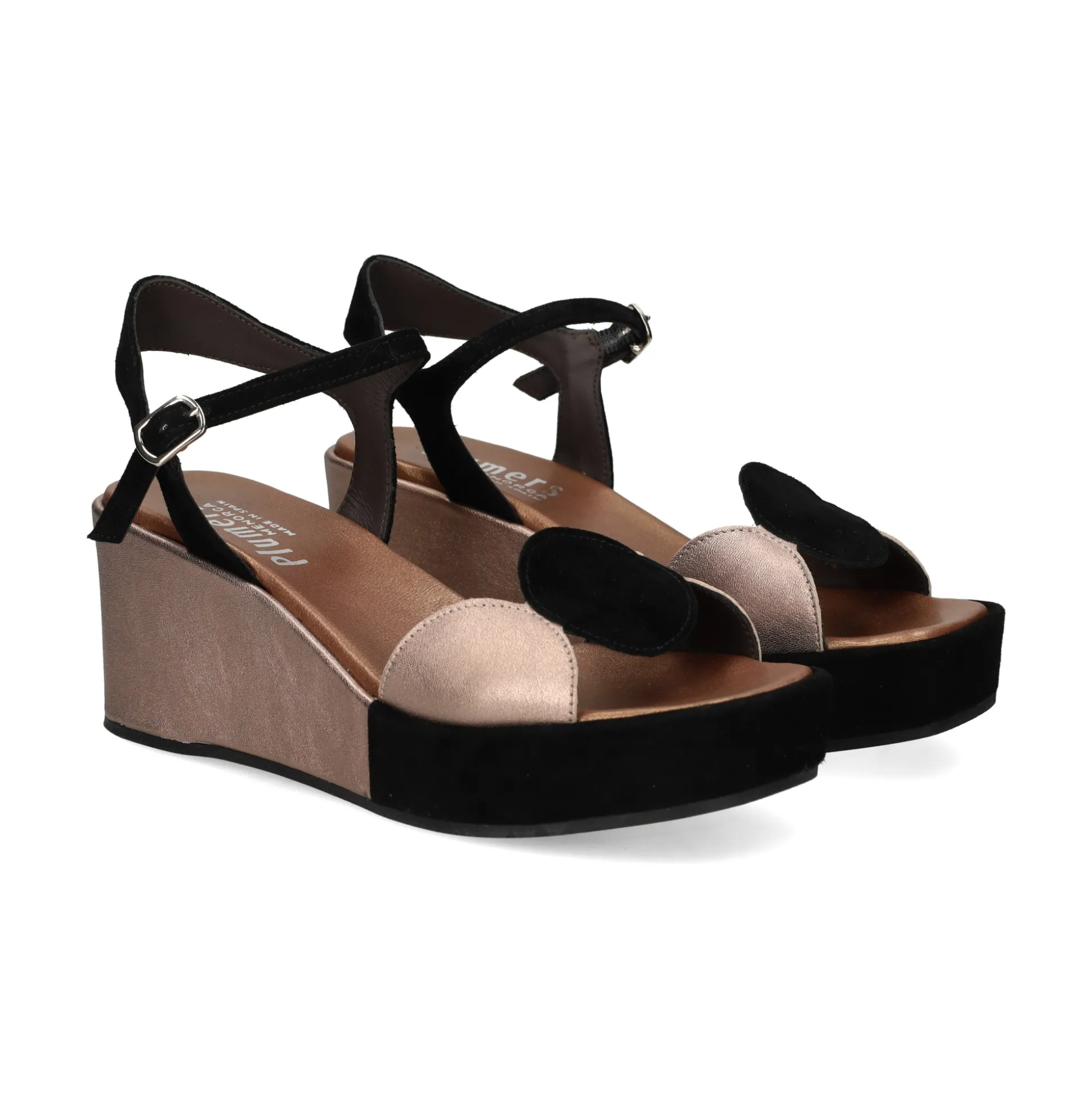 PLUMERS Sandalias cuña de Mujer 3796 NEGRO/BRONCE