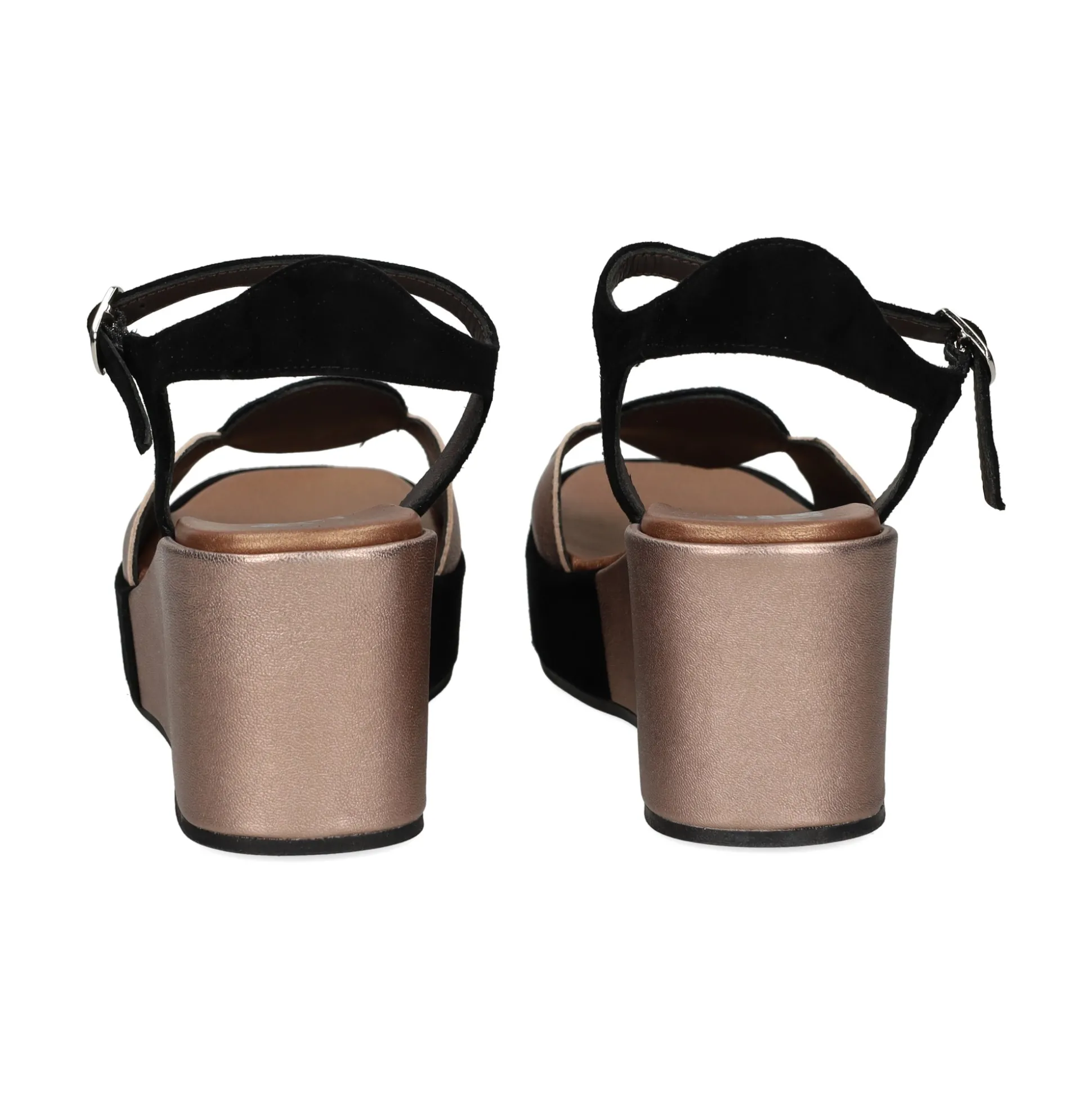 PLUMERS Sandalias cuña de Mujer 3796 NEGRO/BRONCE