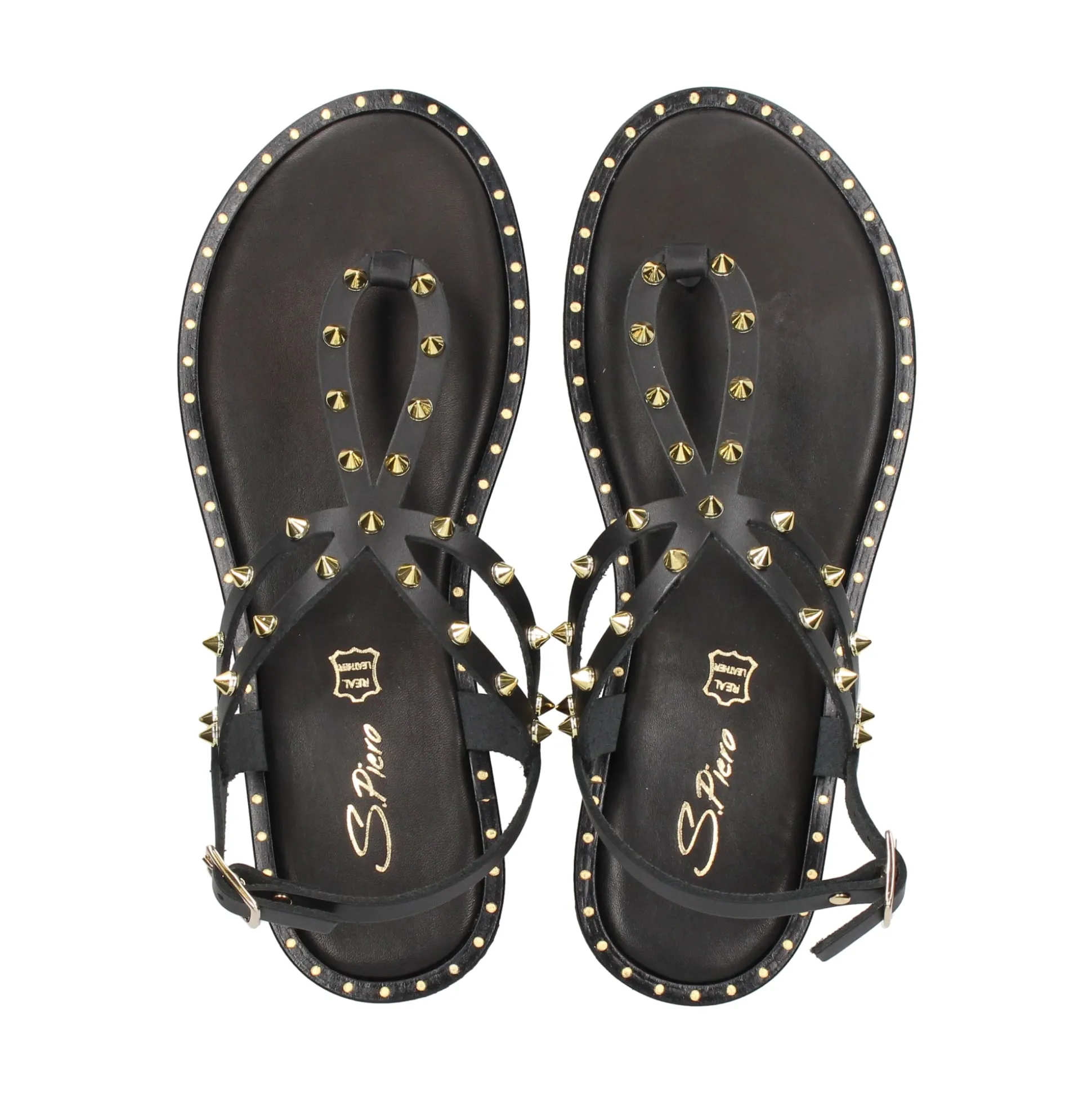 S.PIERO Sandalias planas de Mujer E2-048 NEGRO