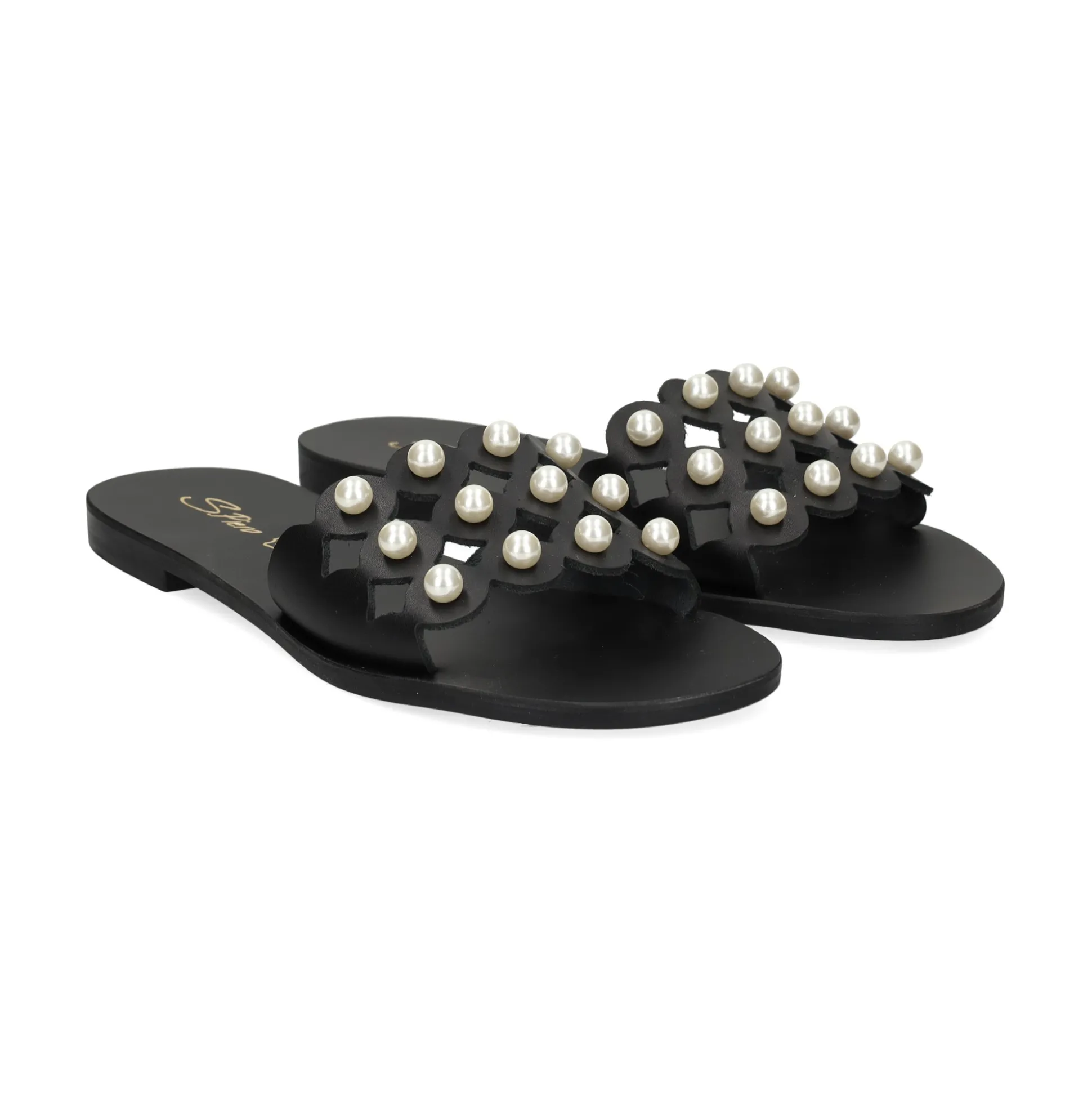 S.PIERO Sandalias planas de Mujer E1-057 NEGRO