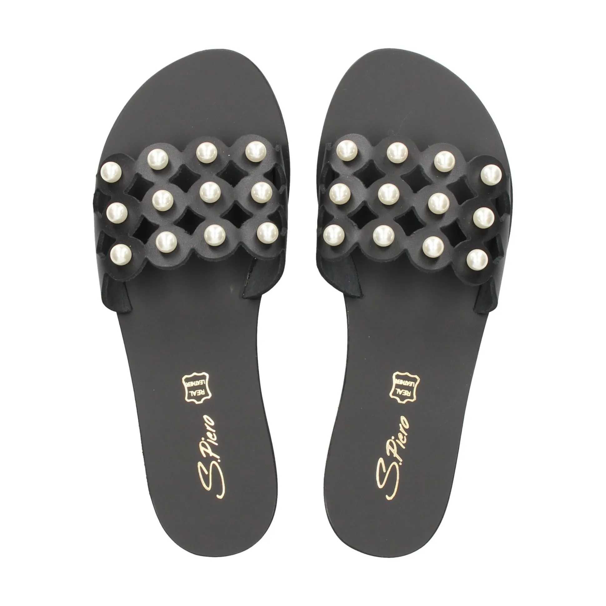 S.PIERO Sandalias planas de Mujer E1-057 NEGRO