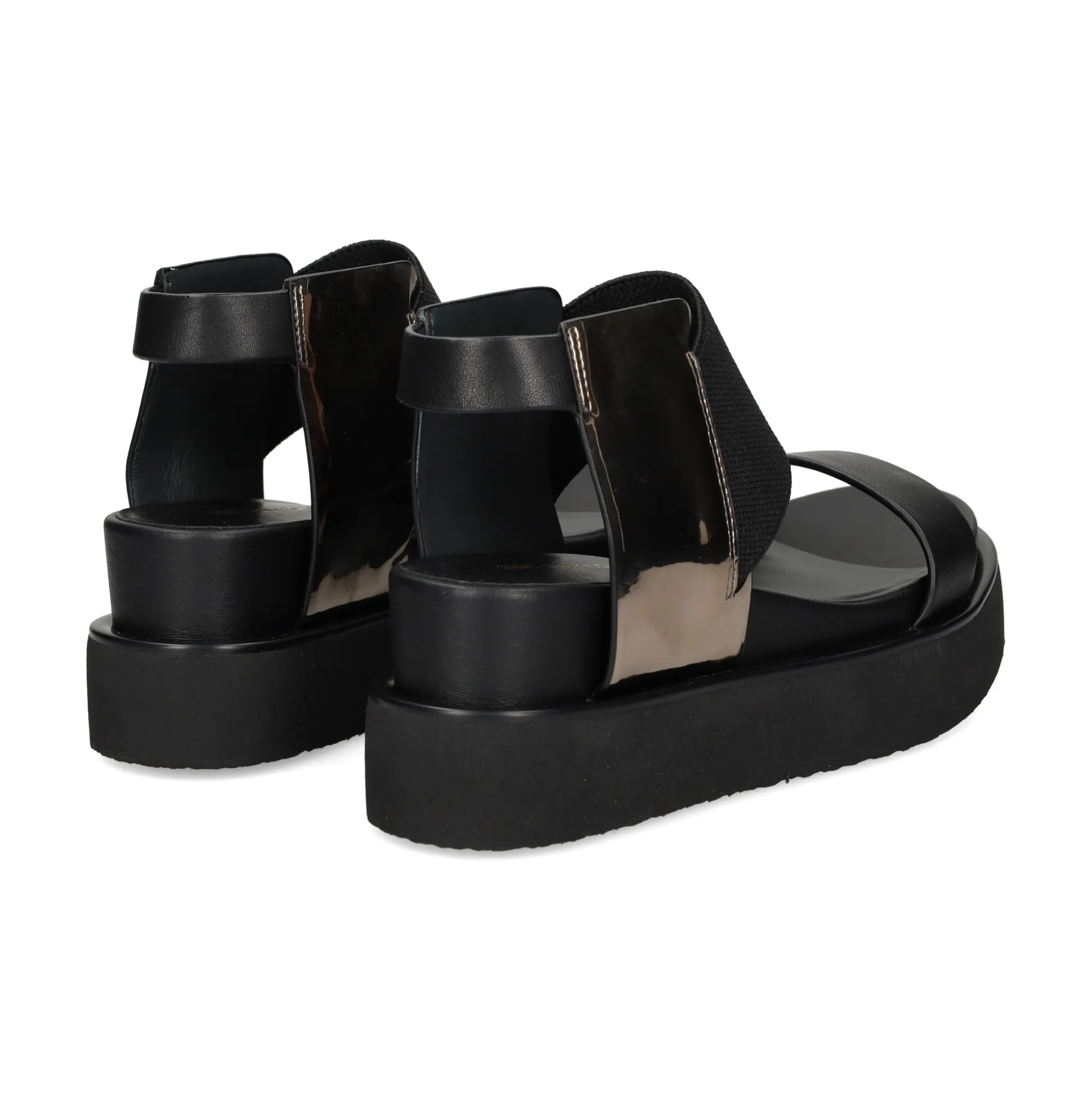 UNITED NUDE Sandalias cuña de Mujer RICO SANDAL BLACK + GUNMETA