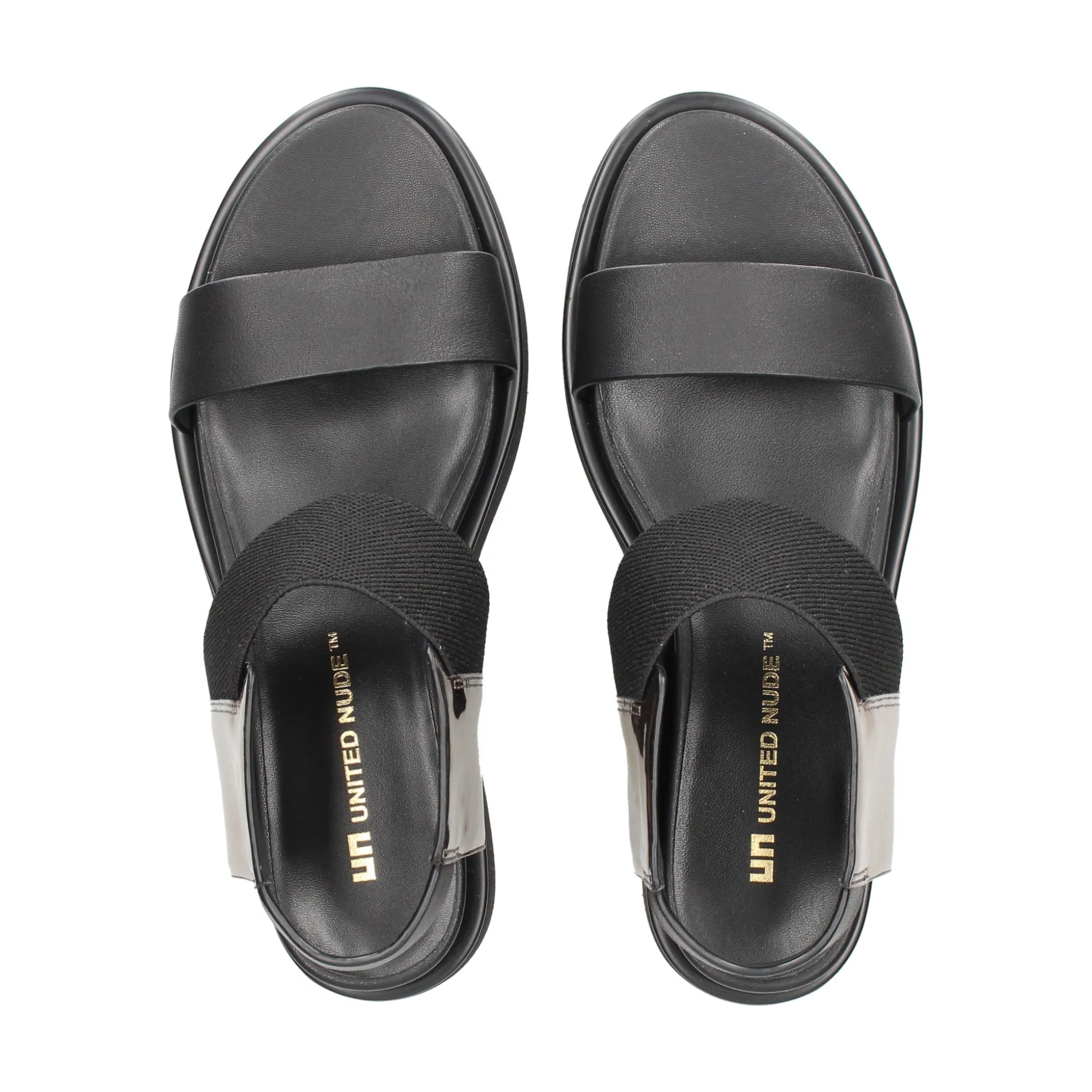 UNITED NUDE Sandalias cuña de Mujer RICO SANDAL BLACK + GUNMETA